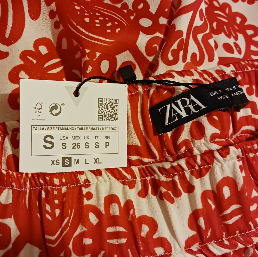 💰ZARA Women's Boho Straight Leg Print Pants. SM NWT - Picture 6 of 8